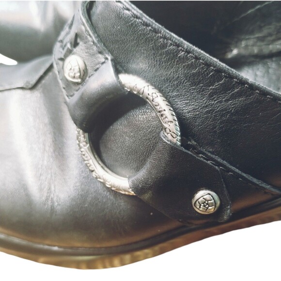 Ariat Black Leather Clogs Women's 7B Ring Buckle Equestrian Western Goth Preppy - Picture 9 of 11